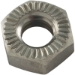 .25"-20 Brass Plated Stainless Steel Serrated Hexagonal Nut - 98211400