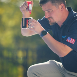 Poolblu technician testing water chemistry