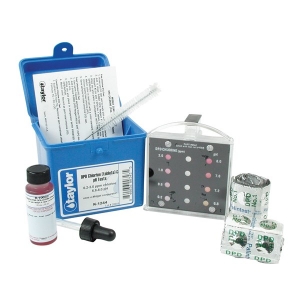 Commercial (uses Midget comparators), Chlorine, DPD (tablet), 0.2-2.0 ppm/pH, 6.8-8.0 Commercial (uses Midget comparators), Chlorine, DPD (tablet), 0.2-2.0 ppm/pH, 6.8-8.0