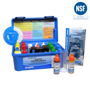 Complete kit for Chlorine, pH, Alkalinity, Hardness, CYA, Salt (FAS-DPD high range) (.75 oz bottles) Complete kit for Chlorine, pH, Alkalinity, Hardness, CYA, Salt (FAS-DPD high range) (.75 oz bottles)