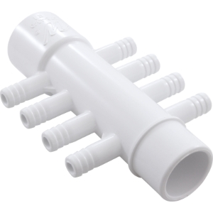 Manifold, 3/8" Barb, 8 Port, Flow Thru, 1" Slip x 1" Spigot Manifold, 3/8" Barb, 8 Port, Flow Thru, 1" Slip x 1" Spigot