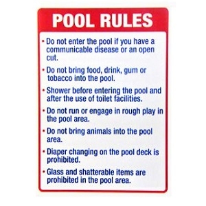 Pool Rules Sign, State of Wisconsin, 24" x 32" Pool Rules Sign, State of Wisconsin, 24" x 32"