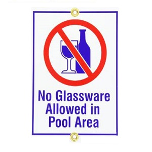 Sign No Glassware 9" x 12" Two Color 