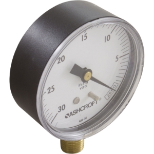 Vacuum Gauge, 1/4"mpt, 0-30 in.Hg, Bottom Mount Vacuum Gauge, 1/4"mpt, 0-30 in.Hg, Bottom Mount