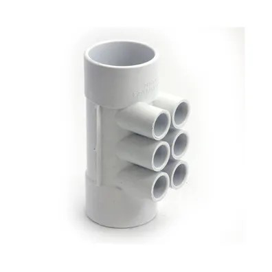 MANIFOLD 2"Sx2"S (6) 1/2" PORTS - WHITE Manifold, Spa Parts, Plumbing Parts, Dynasty Spas, Pool Supplies, Spa Supplies