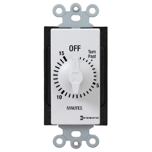 Spring Wound Countdown Timer, Decorator Style, 125-277 VAC, 50/60 Hz, SPST, 15 Minute Max, Without Hold, White Spring Wound Countdown Timer, Decorator Style, 125-277 VAC, 50/60 Hz, SPST, 15 Minute Max, Without Hold, White