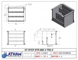 4 90° Corner Steel Open Top Straight Step 3-Tread 4 90° Corner Steel Open Top Straight Step 3-Tread, SOK-ST048ST90, Pool Parts, Pool Renovation, Pool Building, Pool Supplies