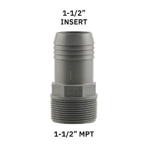 Polypropylene Hose Adapter 1-1/2 in. MPT x 1-1/2 in. Insert Polypropylene Hose Adapter 1-1/2 in. MPT x 1-1/2 in. Insert, UPPA-15