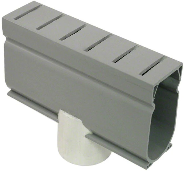 Deck Drain Down Adapter Fitting 1.6 Inch Width - Gray - Adapts to 1-1/2 Inch Schedule 40 Pipe Deck Drain Down Adapter Fitting 1.6 Inch Width - Gray - Adapts to 1-1/2 Inch Schedule 40 Pipe